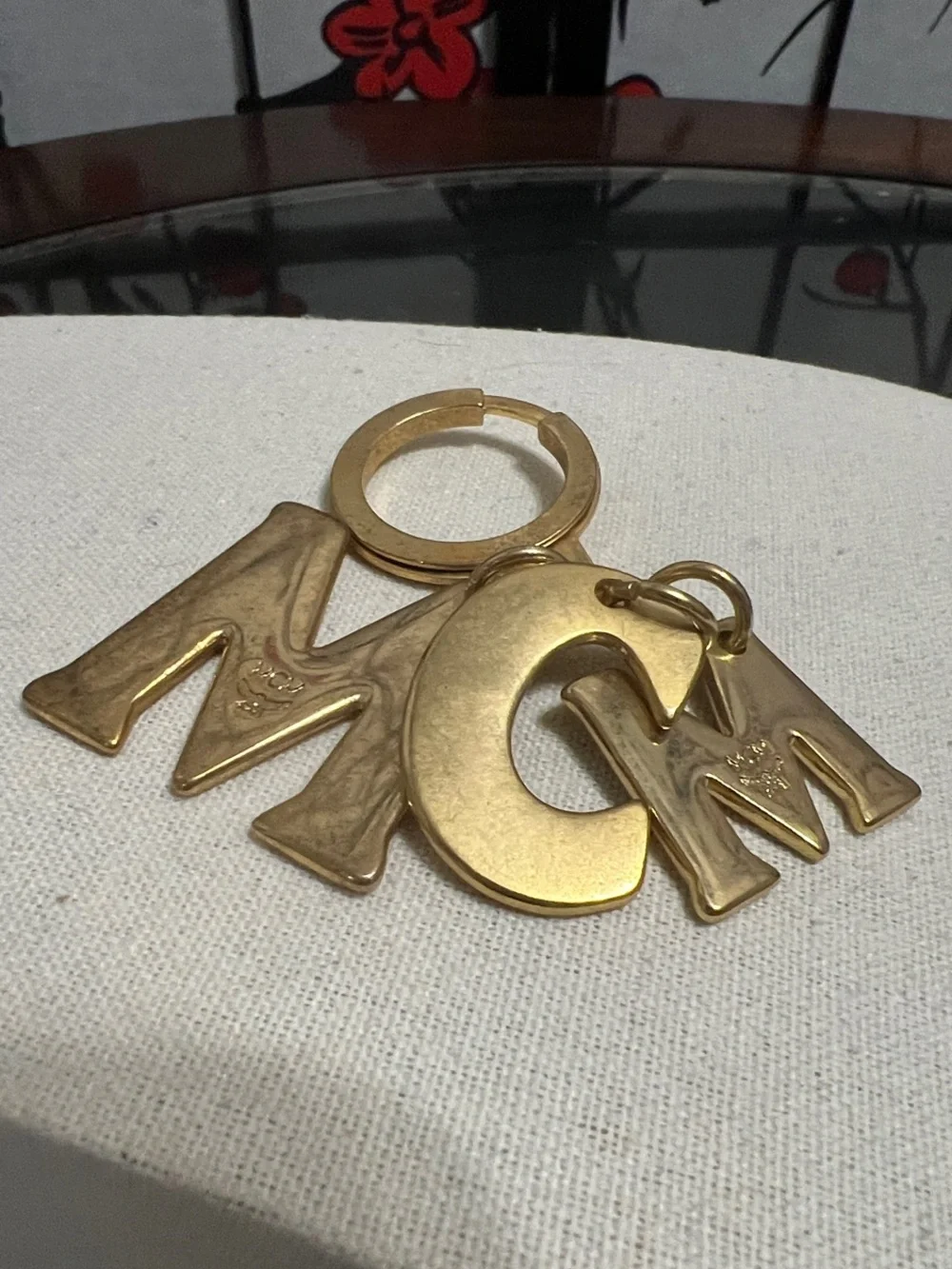 MCM Gold-Tone Letter M & 3 Keyring Charm